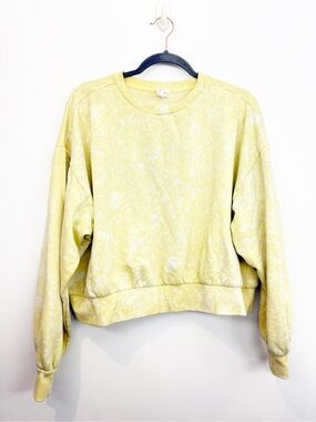 Daily Practice Anthropologie Yellow Tie Dye Crop Crewneck Sweatshirt Medium